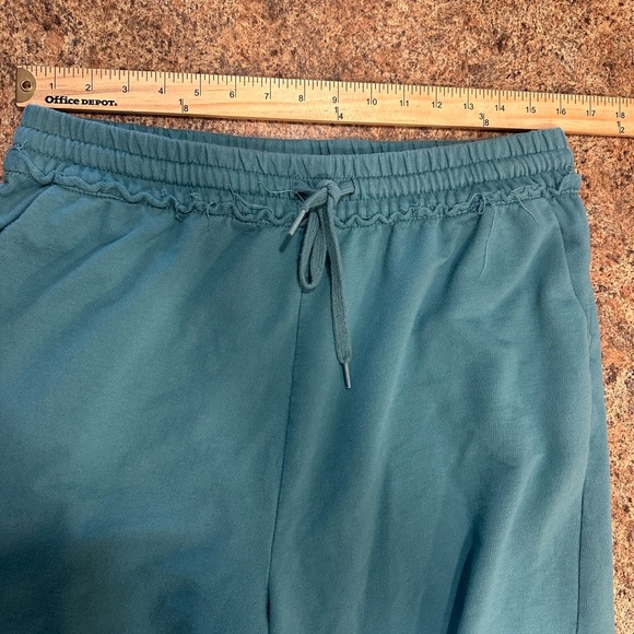 Zenana Wide Leg Pull On Pants Size XL Soft Teal Blue Cropped Length Stretch - Picture 9 of 14